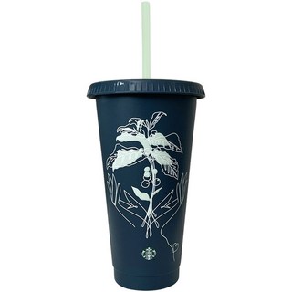 STARBUCKS 星巴克 可重複使用插圖印花冷飲吸管杯, 單色, 710ml