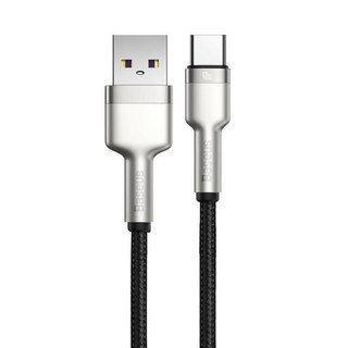Baseus 倍思 金屬卡福樂系列 數據線 USB to Type-C 40W, 鋅合金+編織尼龍線, 480Mbps高速傳輸, 2m, 黑色, 1條