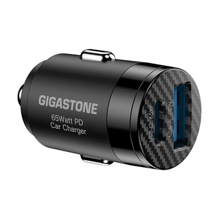 GIGASTONE 立達 雙孔車用充電器 USB-A 最高18W USB-C 65W 台灣安規認證, PC-6500B, Black