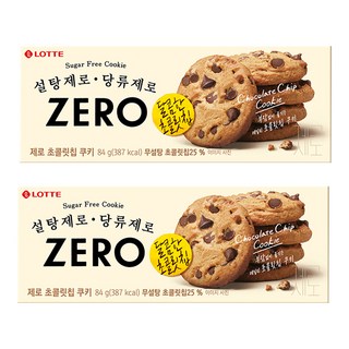 LOTTE 樂天 ZERO Zero無糖巧克力豆餅乾, 84g, 2盒