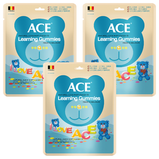 ACE字母Q軟糖 字母數字造型 植物萃取 綜合水果口味, 240g, 3包