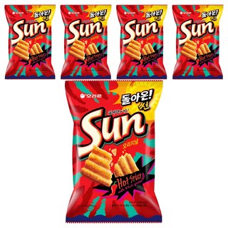 ORION 好麗友 陽光波浪玉米脆片 辣味, 80g, 5包