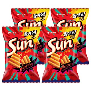 ORION 好麗友 陽光波浪玉米脆片 辣味, 80g, 4包