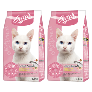 Enrich Champion EC貓糧 幼母貓成長配方 乾飼料, 雞肉 + 鮭魚, 1.5kg, 2袋