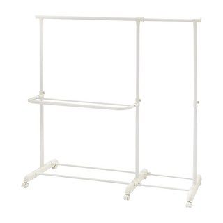 ikloo 宜酷屋 單桿雙層多功能伸縮曬衣架, 白色, 1組