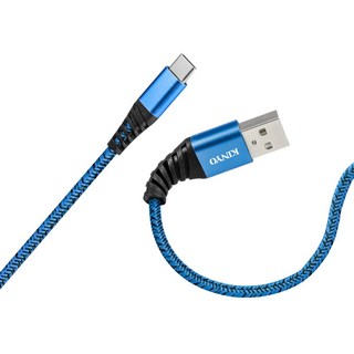 KINYO USB A-Type-C SR強化USB充電傳輸線 23g, 1m, 藍色 + 黑色, 1盒