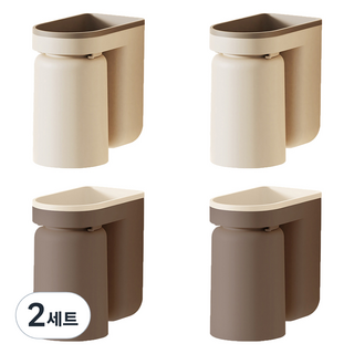 Homevanesse 現代風免鑽孔浴室多用途牙膏漱口杯牙刷架2款 x 2p組合, 米色, 棕色, 2套