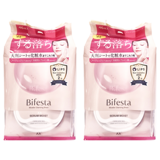 Bifesta 碧菲絲特 即淨保濕卸粧棉 水嫩 粉色 大尺寸柔軟棉片, 46片, 2包