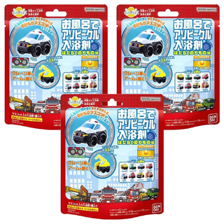 BANDAI 勤務車系列 泡澡公仔沐浴球 車輪可轉動, 75g, 3包