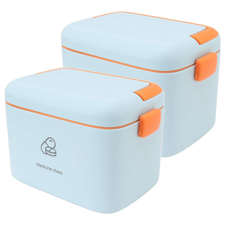 雙層醫藥急救保健收納箱 大款 藍色/橙色, 2個