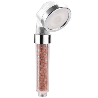 MULSSEN 麥飯石三層過濾加壓蓮蓬頭, 1個, 透明 + 鉻色