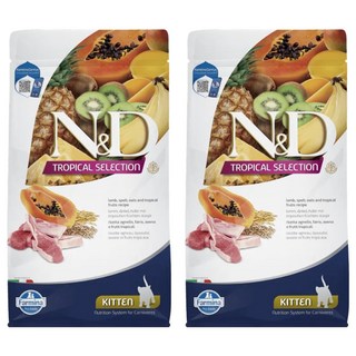 N&D 幼貓 FTC0天然熱帶水果系列 乾飼料, 羊肉木瓜, 300g, 2包