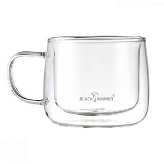 BLACK HAMMER 輕巧把手雙層耐熱玻璃杯 240ml, 1個, 透明色