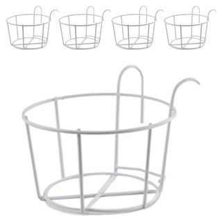 Forestin 陽台欄杆室內裝飾鐵製花盆架, 白色, 5個