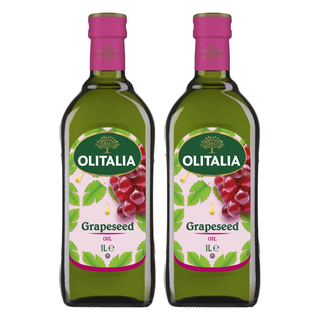 OLITALIA 奧利塔 葡萄籽油 高含量Omega-6不飽和脂肪酸 富含花青素(OPC) 油品穩定 耐高溫且低油煙, 1L, 2瓶