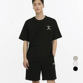 BALLOP 男女共用跑步圖案半寬鬆短袖 BB2LTSU006, 黑色