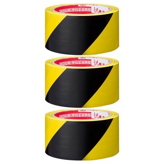 DEER BRAND 鹿頭牌 PVC警示膠帶, 黑色 + 黃色, 3捲