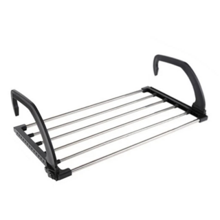 京太陽 小號掛式窗台晾曬架 不鏽鋼 + 塑膠 吊衣架 掛勾 鞋架, 黑色