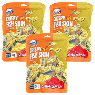 PHI LONG 辣鹹蛋黃口味魚皮, 50g, 3包