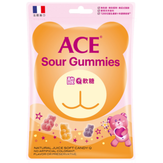 ACE 酸Q熊軟糖 五種綜合水果口味 無添加色素、香料、防腐劑 法國進口, 220g, 1袋
