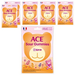 ACE 酸Q熊軟糖 夾鏈袋小包裝 無人工添加物 多種水果風味, 44g, 6包