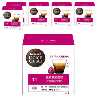 NESCAFE 雀巢咖啡 Dolce Gusto 義式濃縮咖啡膠囊 巴西和哥倫比亞阿拉比卡豆, 50 ml, 5.5g, 16顆, 6盒