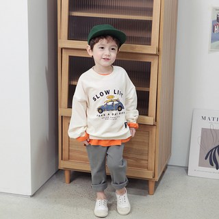 CHOCOMONG 孩童汽車圖案長袖T恤