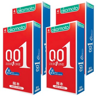 okamoto 岡本 001RL 超潤滑保險套, 4入, 4盒