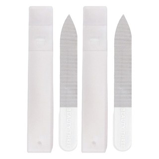 BEAUTY THREE 永和三美人 台灣公司貨 光澤感 玻璃亮甲銼刀 附收納盒, 2支, 白色