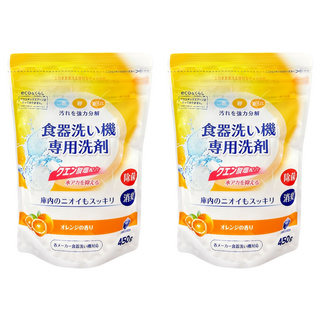 第一石鹼 Kitchen Club 洗碗機專用清潔劑 強力分解 除菌消臭 橘子香味, 450g, 2包