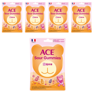 ACE 酸Q熊軟糖 五種綜合水果口味 無添加色素、香料、防腐劑 法國進口, 220g, 5袋