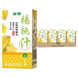 波蜜 楊桃汁 台灣楊桃釀造 溫潤甘口 生津止渴 綜合果汁10%, 300ml, 24入