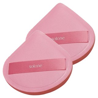 Solone 訂製舒芙蕾海綿扇形化妝粉撲2件組 加大款, 櫻花粉, 1組