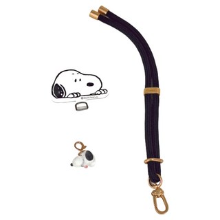 MING JENN 明震 史努比 立體公仔吊飾 造型夾片手機短掛繩 長70cm 短20cm, 黑色, 1組
