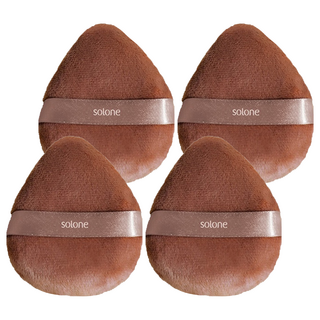 Solone 台灣公司貨 特級植絨/泰迪長絨定妝撲, 咖色, 4個