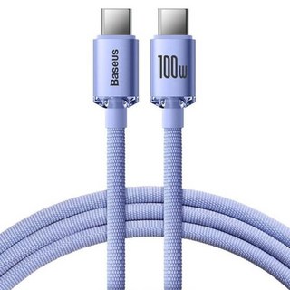 Baseus 倍思 晶耀系列 雙Type-C快充數據線 100W 適用於iPhone15, 1.2m, 紫色, 1條