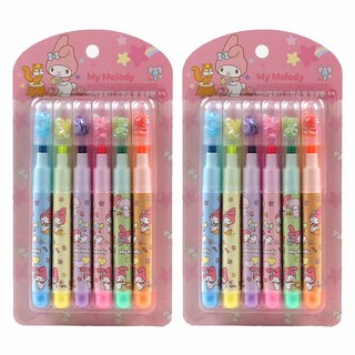 三麗鷗角色亮片螢光筆 6色, 2套, 美樂蒂