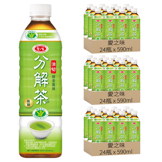 愛之味 油切分解茶 綠茶風味, 590ml, 72瓶