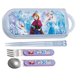 Skater 抗菌兒童3合1餐具組, 冰雪奇緣, 湯匙 + 叉子 + 筷子 + 外盒, 1組