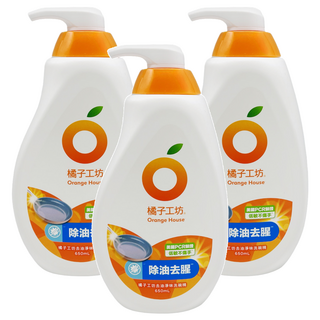 Orange House 橘子工坊 去油淨味洗碗精 650mL 含橘油配方 除菌 洗淨後無化學殘留 適用於清洗蔬果和奶瓶, 3瓶