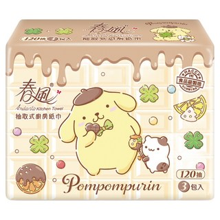 春風 布丁狗抽取式廚房紙巾 120張, 3個裝, 1組