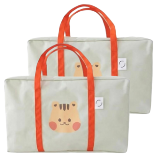 韓國風旅行袋棉被袋 衣物收納袋/幼稚園棉被袋/旅行包, 淺綠小松熊, 2個