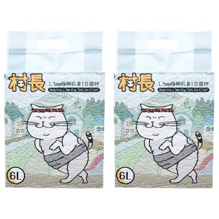 村長 1.5mm極細抗臭豆腐砂, 原味活性碳, 6L, 2包