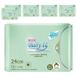 寶貝妮 草本精華超薄潔翼衛生棉 24cm 12片 日用型, 6包