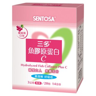 SENTOSA 三多 魚膠原蛋白C 蔓越莓口味 易溶解好吸收 營養滿分, 28包, 3g, 1盒