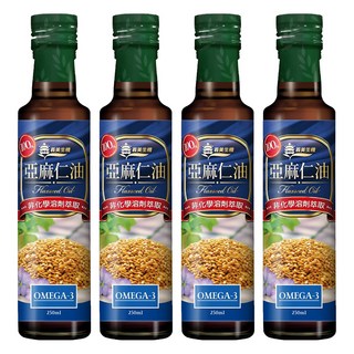 義美生機 亞麻仁油 非化學溶劑萃取 Omega-3, 250ml, 4瓶