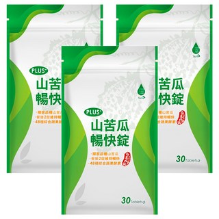Tsuie 日濢 山苦瓜暢快錠加強版PLUS, 48種蔬果酵素，花蓮4號山苦瓜，調整體質、促進新陳代謝，幫助消化排便順暢, 490mg, 30顆, 3包