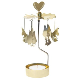 PLUTO DESIGN 旋轉燭座 附蠟燭 小, 嚕嚕米八十週年 金色