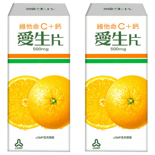 人生製藥 愛生片 維他命C+鈣 500mg, 30錠, 2罐