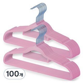 제이밀 논슬립 벨벳 옷걸이, 핑크, 100개